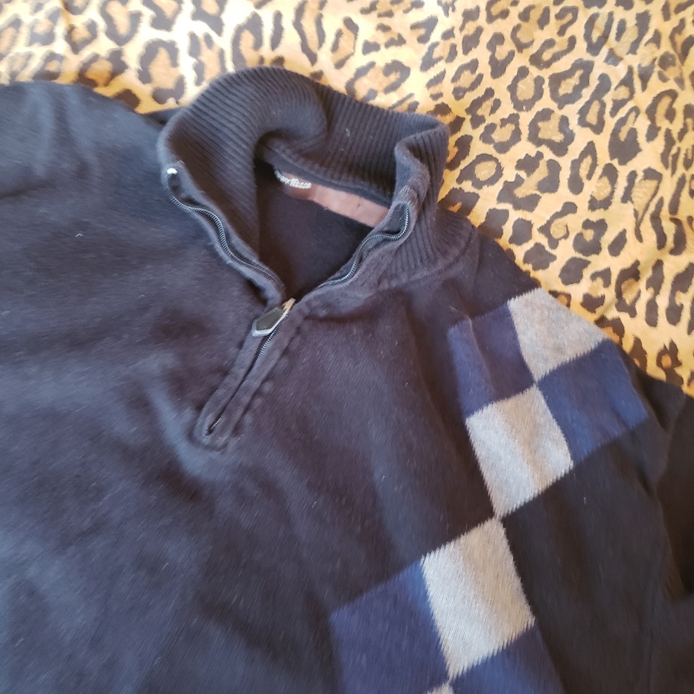 Vintage argyle knit half-zip sweater